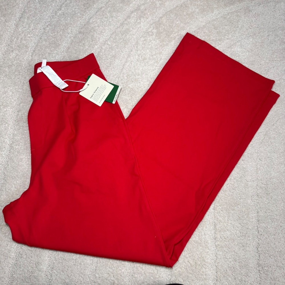 NWT Halara Red High Waisted Pleated Wide Leg Dress Pants Medium Tall 02857107 - Picture 4 of 5